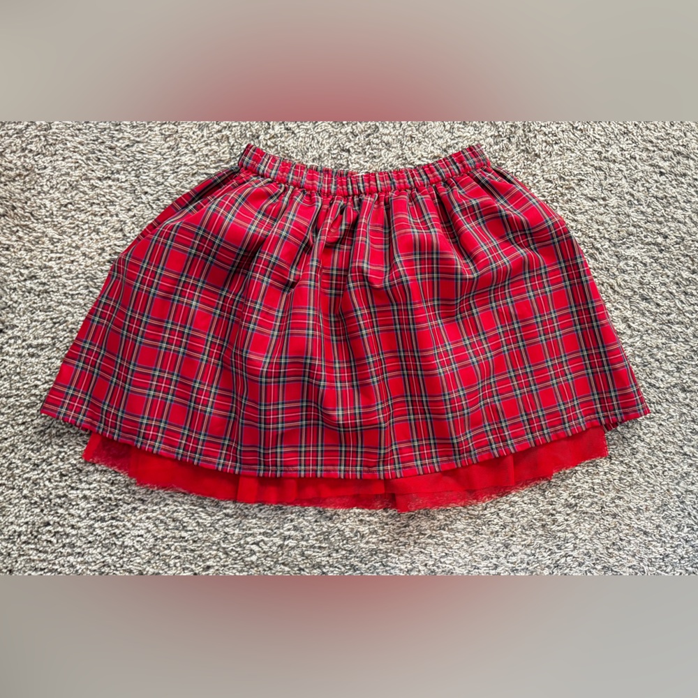 Lands' End Red Plaid A-Line Skirt